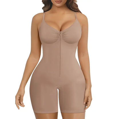 SWIPESHOP Tummy Control Zip-Up Shapewear Body Suit