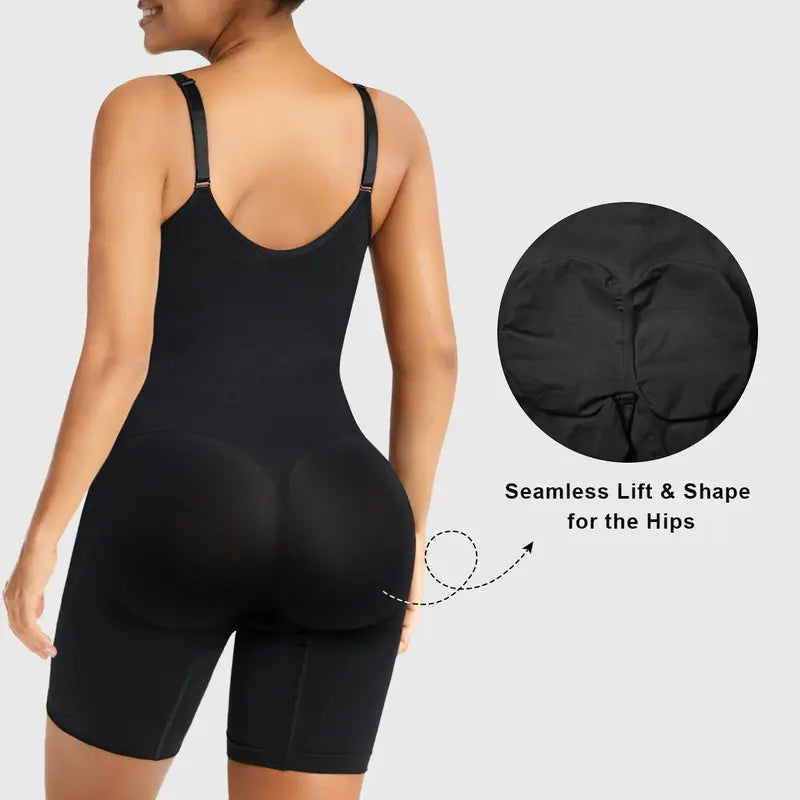 SWIPESHOP Tummy Control Zip-Up Shapewear Body Suit