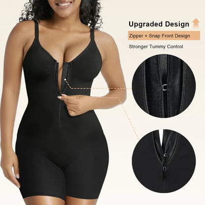 SWIPESHOP Tummy Control Zip-Up Shapewear Body Suit