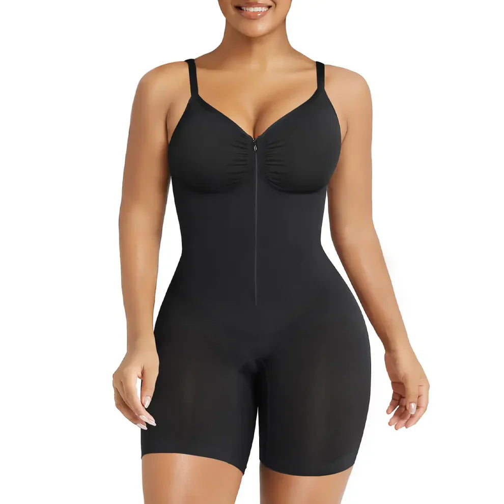 SWIPESHOP Tummy Control Zip-Up Shapewear Body Suit