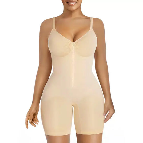 SWIPESHOP Tummy Control Zip-Up Shapewear Body Suit