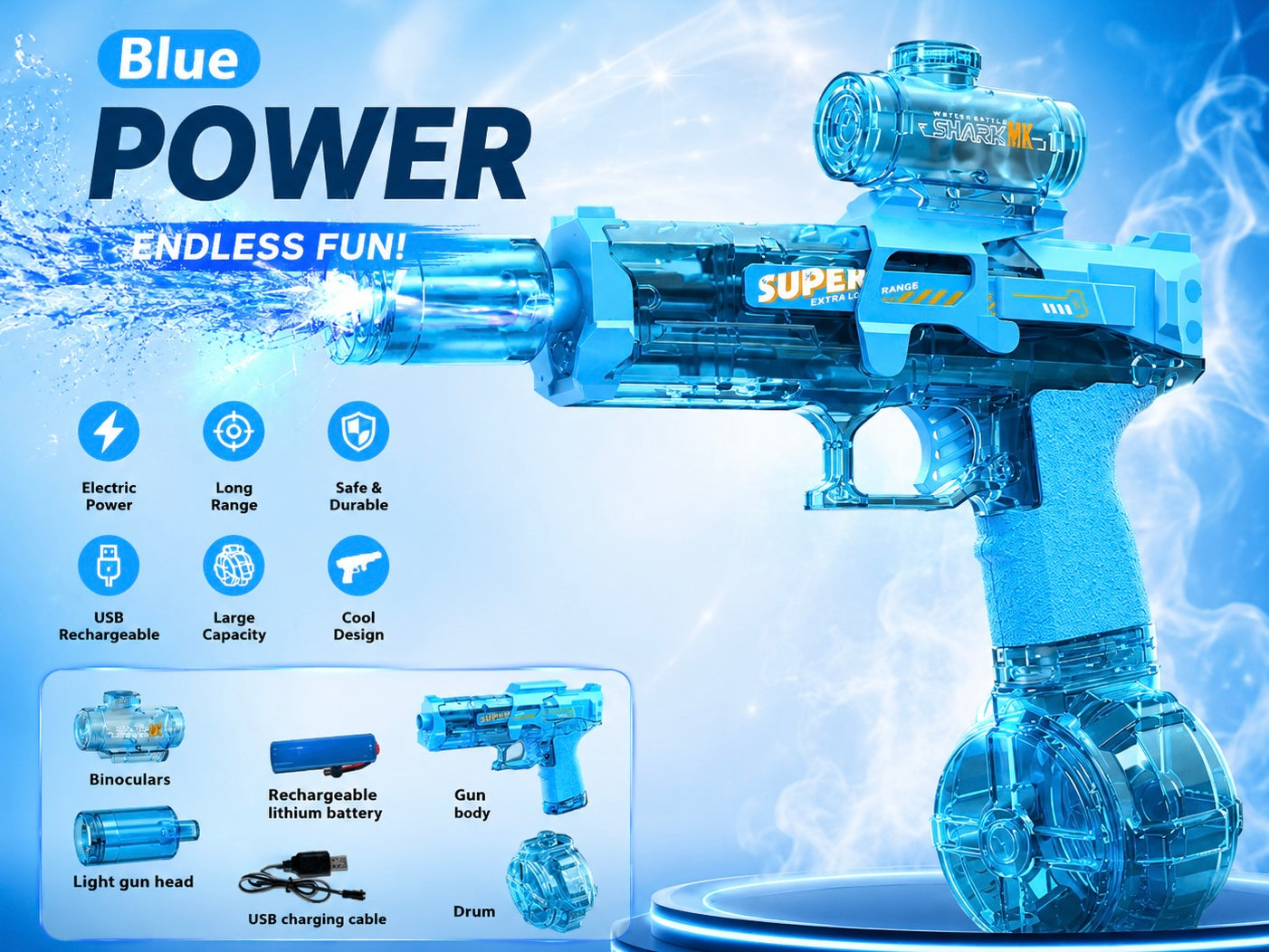 SWIPE LIGHT WATER GUN FOR KIDS