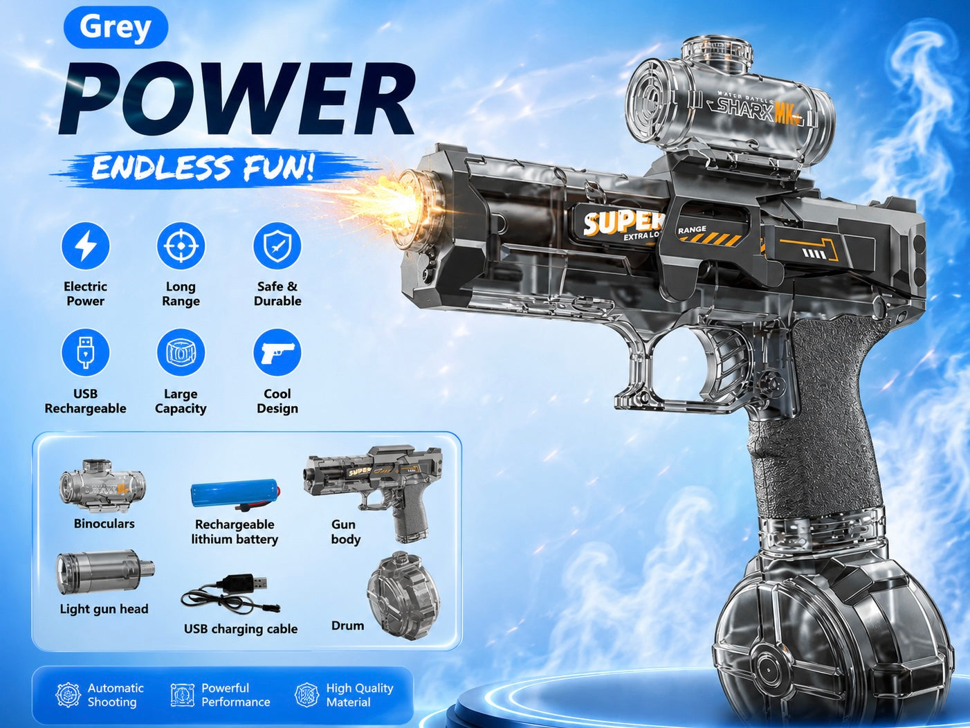 SWIPE LIGHT WATER GUN FOR KIDS