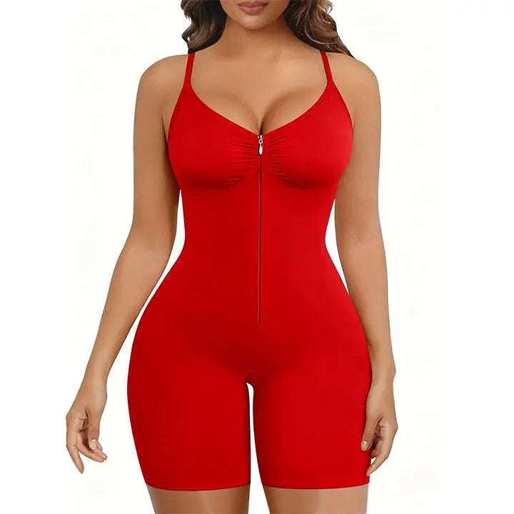 SWIPESHOP Tummy Control Zip-Up Shapewear Body Suit